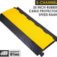 OrangeStar 2-Pack Rubber Cable Protector Ramp Heavy Duty 5-Channel Wire Cord Cover Ramps 18 Tons Load Capacity Traffic Speed Bumps for Driveway