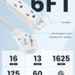 SURAIELEC 6FT Flat Extension Cord with 360° Rotating Plug, Braided Flat Plug with 3 Outlets, 16 AWG Thin White Extension Cord for Indoor Use, Home, Office, Compact Spaces, ETL Listed
