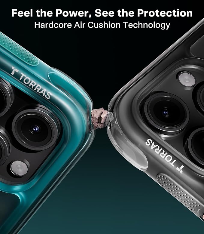 TORRAS Ostand Q3 Air for iPhone 15 Pro Case with 360 Magnetic Stand, Fit for MagSafe, Mil-Grade Drop Tested, Camera Control Button, Shockproof Phone Case for iPhone 15 Pro 6.1", Glacier Sprint