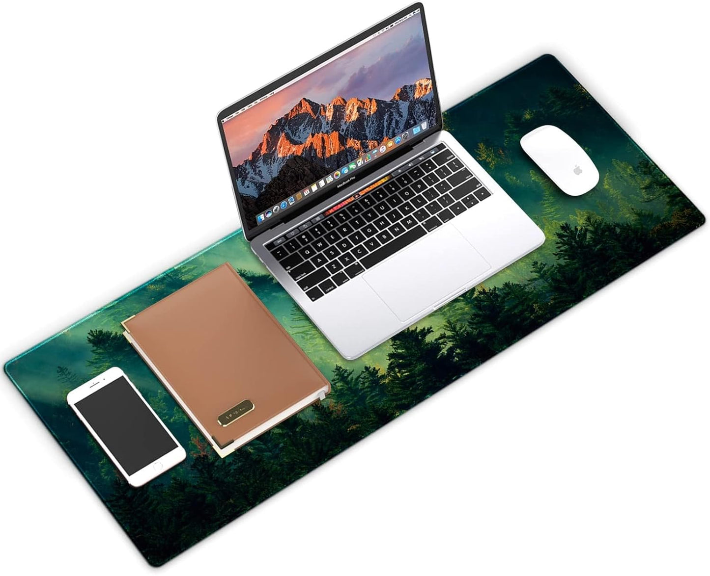 Galdas Mouse Pad,Office Desk Mat Large Gaming Keyboard Pad Durable Stitched Edges Washable Smooth Surface Control & Accuracy Extended Computer Mouse Mat (31.5X11.8In)-Green Forest…
