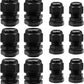 12 Pcs Nylon Cable Glands, Black Strain Relief Cable Cord Connector IP68 Waterproof Junction Box Wire Protectors Adjustable (6 Pcs 3/4" NPT + 6 Pcs 1/2" NPT)