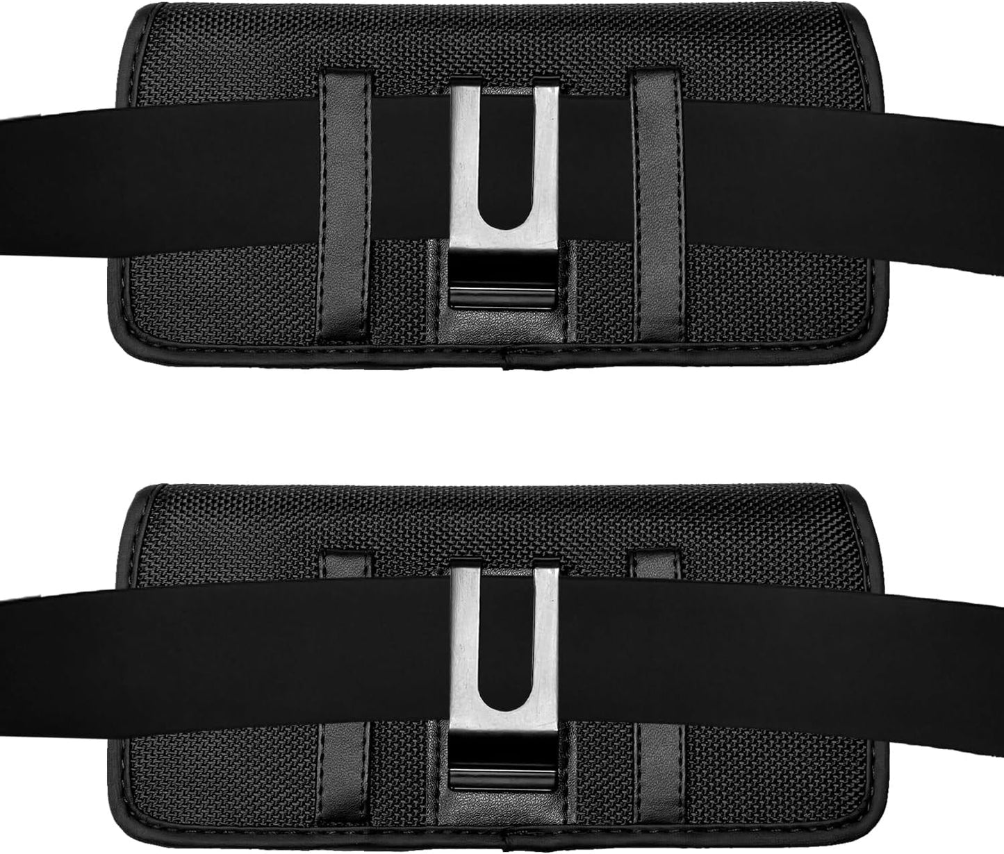 Nylon Cellphone Holster for Cricket Dream 2 5G, Motivate Max, TCL 50 XL 60 XE, S22 S23 S24 S25/Note20 Ultra - Horizontal Case Canvas Waist Carrying Pouch with Belt Clip/Loops, Black