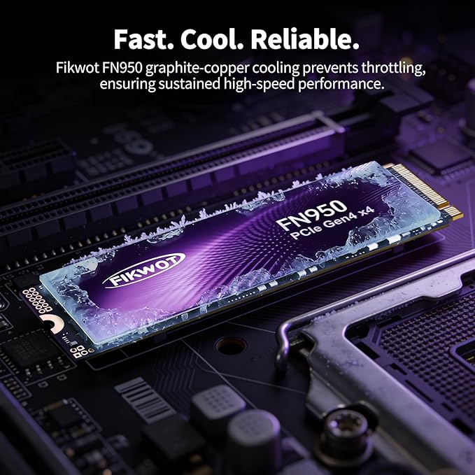 FN950 4TB NVMe SSD PCIe Gen4x4 M.2 2280,Read Up to 5000MB/s, Configure SLC Cache, Internal Solid State Drive for PS5 Laptop Desktop