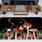 Ferns Leaves Cute Mushrooms Desk Mat Kawaii Green Plants Mouse Pad Xl Mat Large Gaming Desk Pad For Desk Decor Laptop Computer Keyboard Pad Desk Home Office For Women With Stitched Rounds 31.5x15.7 In