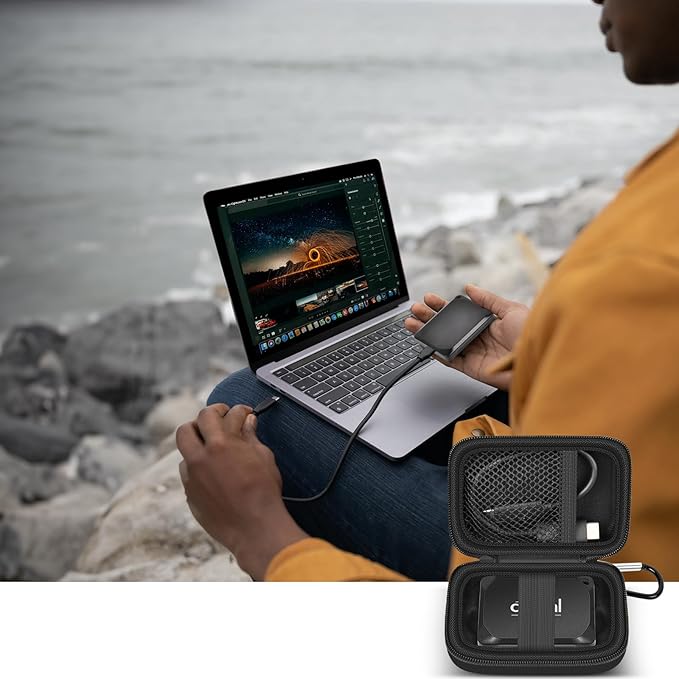 ANKHOH Carrying Case for Crucial X10/ X9 Pro 8TB/ 6TB/ 4TB Portable SSD, 2TB/ 1TB External Solid State Drive Hard Storage Holder Bag with Mesh Pocket Fits for USB-C Cable (Box Only)