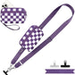 Clip and Go Strap for Phone with Wallet Crossbody, Adjustable Phone Lanyard with Detachable RFID Wristlet Wallet, Phone Strap with Phone Tabs for All Phones, Purple Checkered (L)
