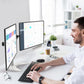 WALI Dual Monitor Stand, Free Standing Desk Mount for 2 Monitors up to 27 inch, 22 lbs. Weight Capacity per Arm, Fully Adjustable with Max Mounting Pattern 100x100mm (MF002-W), White