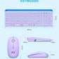 seenda Bluetooth Keyboard and Mouse for iPad, CTU-301 Multi-Device Bluetooth + 2.4G Wireless Keyboard Mouse with Tablet Holder for MacBook/Windows Computer, iOS/Andriod Tablet Phone, Blue & Purple