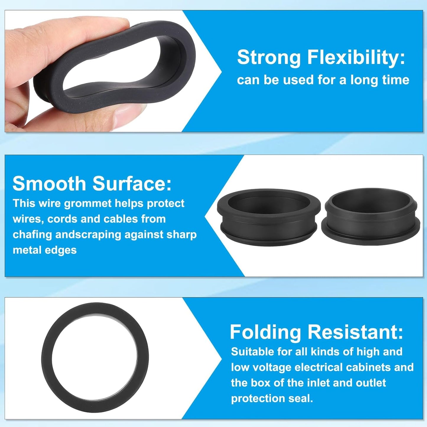 PATIKIL 52.6mm / 2-1/16 Inch Drill Hole,1-13/16 Inch ID Rubber Grommets, 3Pcs Top Hat Grommet for Wiring Eyelet Ring Gasket Automotive Firewall Cable Hole Plugs Wires Protection, Black