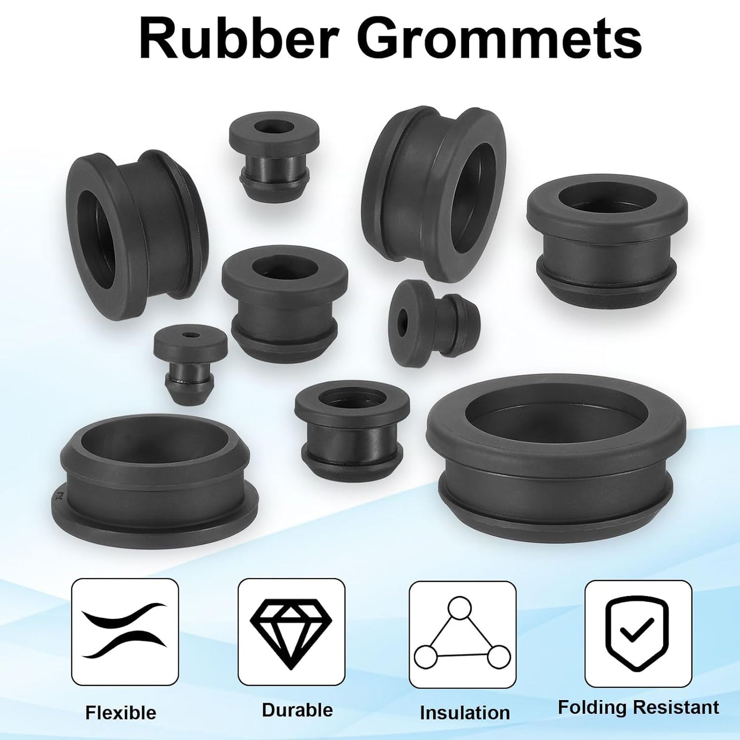 PATIKIL 38.6mm / 1-1/2 Inch Drill Hole,1-1/4 Inch ID Rubber Grommets, 3Pcs Top Hat Grommet for Wiring Eyelet Ring Gasket Automotive Firewall Cable Hole Plugs Wires Protection, Black