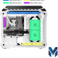 MegaPC Mino Open-Frame ATX Gaming Case – Industrial Design, Tempered Glass Panels, High Airflow, ARGB Lighting, USB-C Port (Black/White/Print Stream, with Fans Only)