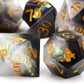 Haxtec Sharp Edge Dice Set DND Dice Black and White Resin Dice Iridecent Mylar Galaxy D&D Dice for RPG Role Playing Compatible with Dungeons and Dragons Gift