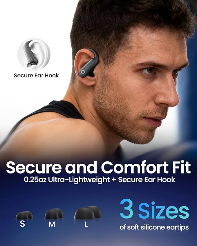 LEEMC Wireless Earbuds, Bluetooth Headphones 6.0, Ear Buds with Touch Screen, ANC ENC Noise Cancelling, 40H Bass Stereo Sound Over-Ear Earphones for iOS, Android, Sports, Workout，Charcoal