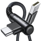AINOPE Type C Charging Cable Fast Charge 3.1A Right Angle USB C Charger Cable, Resistant Nylon Braided USB C Cord -10ft/3m Black