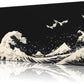 Mouse Pad Large White Wave Non-Slip Gaming Desk Mat with Stitched Edge Laptop Keyboard Desk Pad for Work Home Gaming (35.4 x 15.7 Inches)