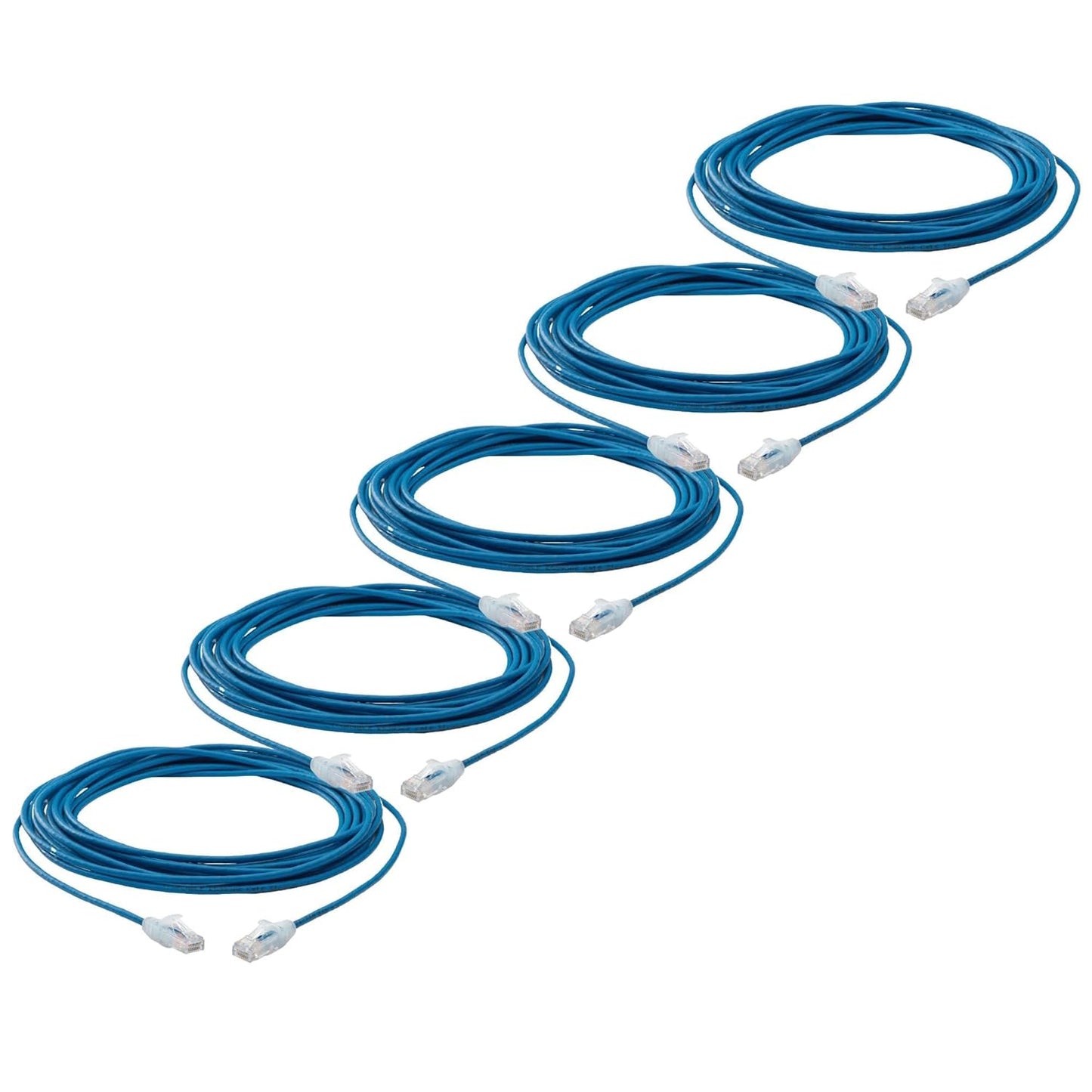 TRUECABLE Cat6 Component Rated Patch Cable, Unshielded (U/UTP), 25ft, Blue, 28AWG Solid Copper, Snagless 10G High-Speed Ethernet Cable, PoE++ 4PPoE 100W, UL Listed, RoHS-3, 5 Pack