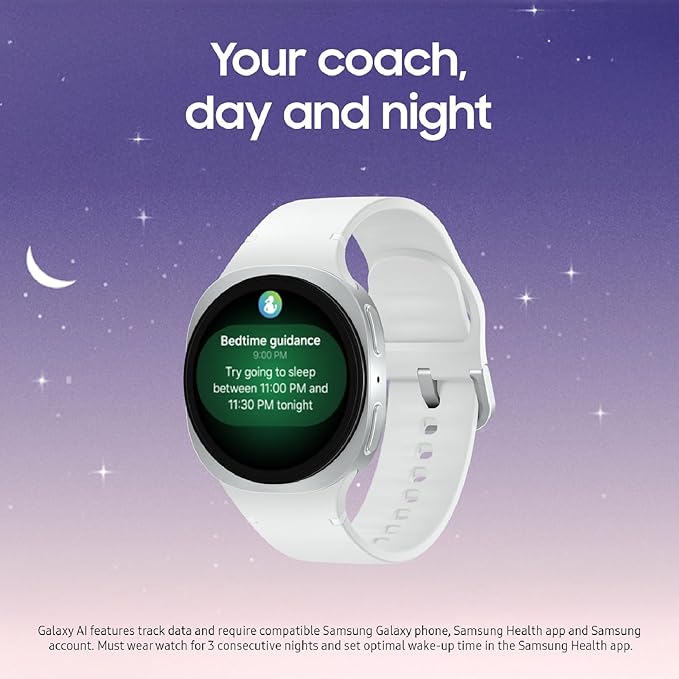 Samsung Galaxy Watch 8 (2025) 44mm Bluetooth Smartwatch, Cushion Design, Fitness Tracker, Sleep Coaching, Running Coach, Energy Score, Heart Rate Tracking, Silver [US Version] (Renewed)