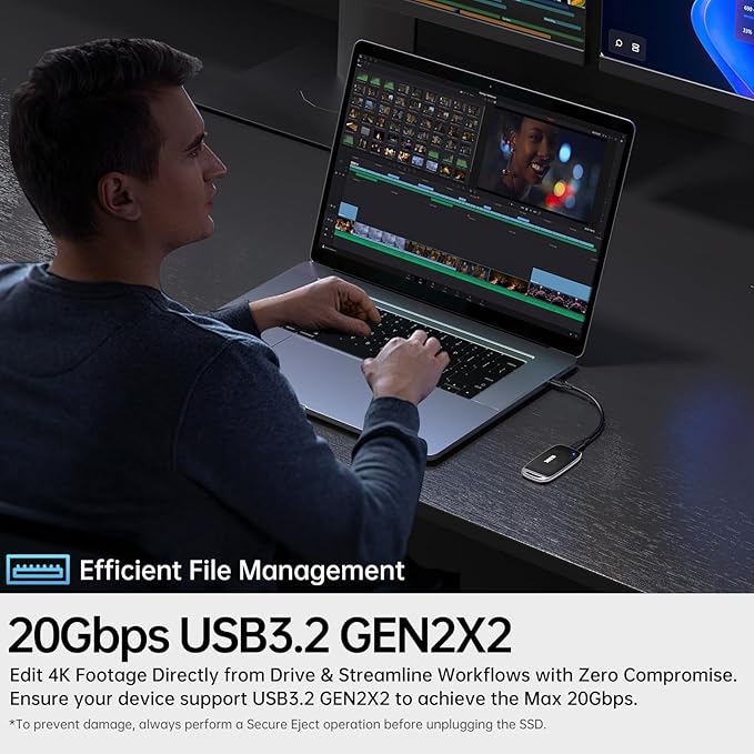 SSK 8TB SSD External Hard Drive, Portable SSD Drive up to 2000 MB/s, USB 3.2 Gen2X2 External Solid State Drives for iPhone 15/16 PRO、Mac、Phone OTG、Laptops with LED Indicator
