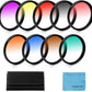 40.5mm Graduated Color Filters Kit 9 Pieces Gradual Colour Lens Filter Kit Set Accessory for Canon Nikon Sony Pentax Olympus Fuji DSLR Camera + Lens Filter Pouch +Lens Cleaning Cloth
