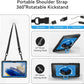 for Samsung Galaxy Tablet A8 Case 10.5 inch 2022 SM-X200/X205/X207 with Screen Protector [360 Rotating Stand] &Hand Shoulder Strap Shockproof Rugged Protective Cover|Black&Blue