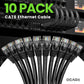 GEARit Cat 6 Ethernet Cable Pack - 10-Pack 25 ft Cat6 Ethernet Patch Cables | RJ45 Network Patch Cable, 10 Gbps Snagless Gold-Plated Connectors - Ethernet Cable Cat 6 for PC, TV, Router - Black