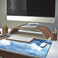 Aesthetic Blue and White Puffy Clouds Desk Mat, XXL Large Kawaii Blue Extended Gaming Mouse Pad with Stitched Edges, Cute Big Laptop Keyboard and Mouse Mat for Women Office Decor Mat 31.5x15.7 in