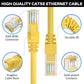 Cat5e Ethernet Cable 35 FT, Long Cat 5e Internet Cable, Yellow Snagless Patch Cord, Flexible, Network, LAN, PoE, Standard RJ45 Connector for PC, Server, Router, Modem, TV, PS5 - with 15 Cable Ties