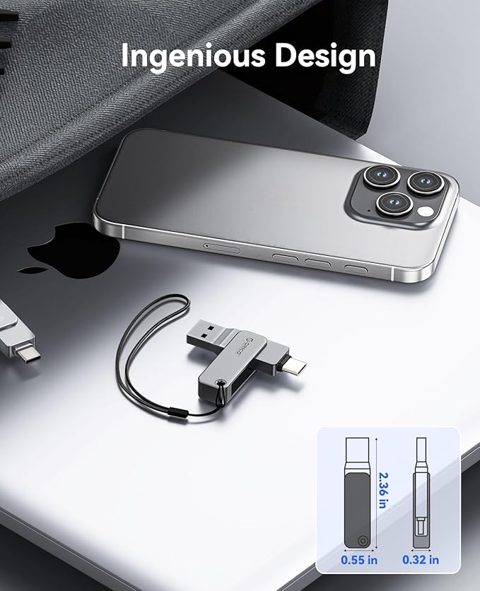 ORICO USB-Cand USB-A Flash Drive 150MB/S Metal Housing Swivel Design Support OTG Function 2 in 1 PenDrive 32GB for USB C and USB A Devices -EB05 BL