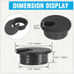 1-3/8" Black Desk Grommet, JTemgle Plastic Cable Hole Cover Computer Table Cord Wire Organizer Caps Desktop Cord Management for Home Office TV Stands Tabletops, 2 Pieces