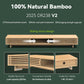 Dual Monitor Stand Riser with Sliding Door, Double Computer Laptop Stand Desk Shelf Organizer with Storage (Natural Bamboo, 38 Inch)
