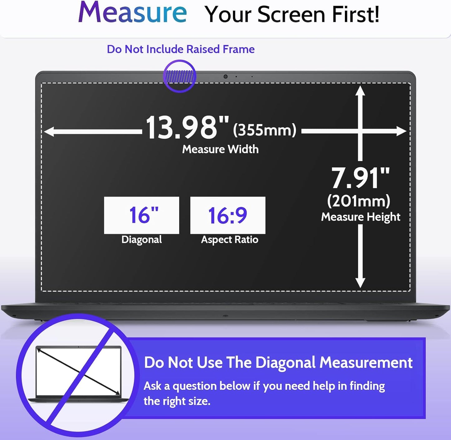 3 Pcs 16.1"/16" Anti Blue Light Screen Protector Compatible With Lenovo Hp Dell Acer Asus Samsung etc Laptop-16:9 Aspect, 16 Inch Computer Monitor Glare Filter Uv Blocker Shield Cover Eye Protection