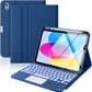 MoKo Touch Keyboard Case for iPad (A16) 11th Generation 11 inch 2025, iPad 10th Generation 10.9 inch Case with Pencil Holder, 7 Colors Backlit Multi-TrackPad Detachable Bluetooth Keyboard, Navy Blue