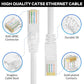 Cat5e Ethernet Cable 150 FT, Long Cat 5e Internet Cable, White Snagless Patch Cord, Flexible, Network, LAN, PoE, Standard RJ45 Connector for PC, Server, Router, Modem, TV, PS5 - with 15 Cable Ties