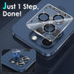YWXTW Designed for iPhone 15 Pro/iPhone 15 Pro Max Camera Lens Protector Bling, [New Glitter Design] Individual Metal Tempered Glass Camera Cover Accessories Case Friendly (Blue Titanium Glitter)