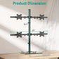 WALI Freestanding Quad Monitor Mount for 17-27 Inch Screens, Fully Adjustable 4 Monitor Stand with Swivel, Tilt, Rotation, Glass Base, Max Load 22 lbs per Arm (GMF004), Black