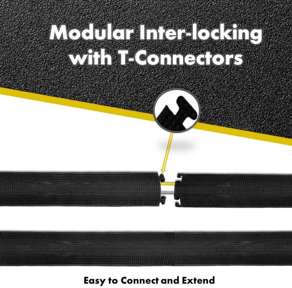 Kable Kontrol Drop Over Floor Cord Cover – 36” Inch Long 1 Channel Cable or Wire Protector – 20 Pcs Bulk Pack - Rubber Ramp for Indoor and Outdoor Use – Black