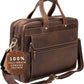 Luxorro Full Grain Leather Briefcase for Men, Top Choice Gifts, Handcrafted Laptop Bag with Multiple Compartments and Brass Hardware, Fits 15.6 Inch Laptop