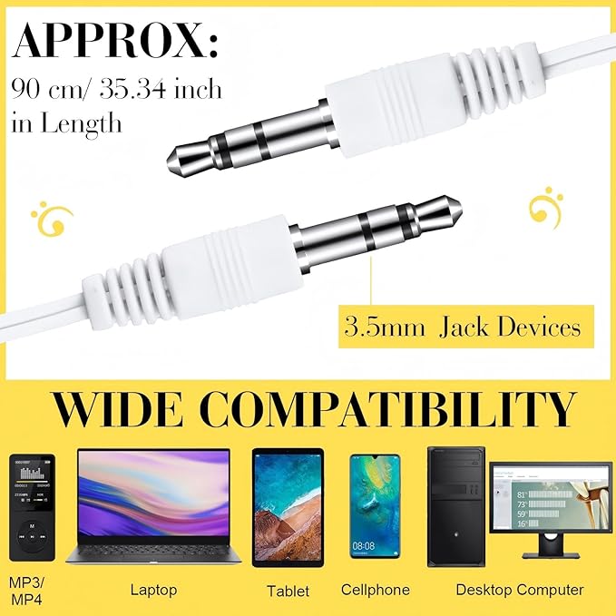 Konohan 100 Pcs Bulk Earbuds with Wire Basic Headphones in Ear for Libraries Laptop, No Microphone 3.5 mm Jack Earbuds Dot Headphones, Individually Bagged (Yellow)