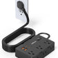 Flat Plug Power Strip Surge Protector, 5ft Ultra Thin Extension Cord with 4 USB Wall Charger(2 USB C Port), 6 Widely-Spaced Outlets Power Strip Compact for Travel, Office, Dorm Room Essentials (Black)