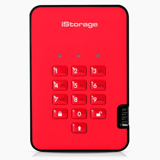 iStorage diskAshur2 SSD 8TB Red | Secure portable solid state drive | Password protected | Dust & water resistant | Hardware Encryption