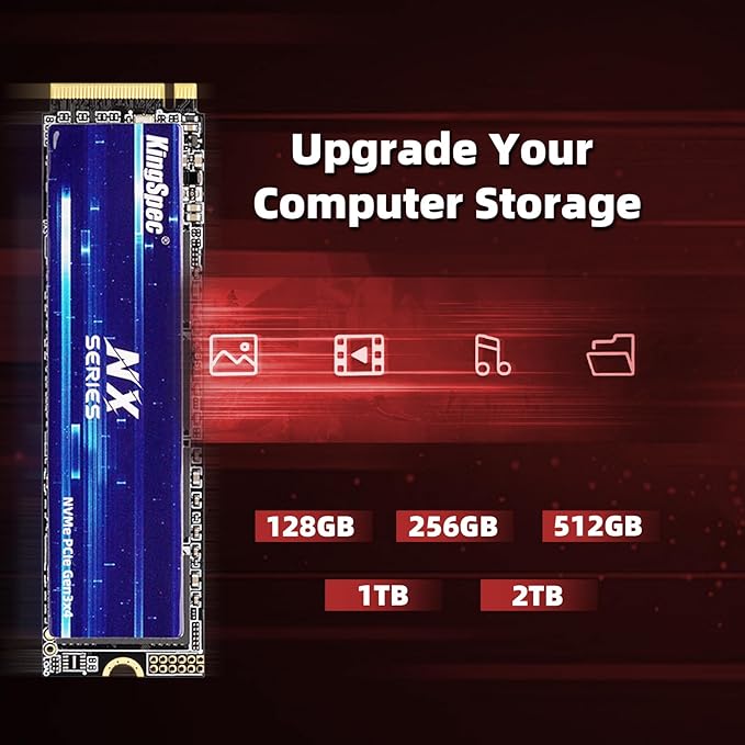KingSpec NX Series 1TB Gen3x4 NVMe M.2 SSD, Up to 3500MB/s, 3D NAND Flash M2 2280 Internal Solid State Drive, for Desktop and Laptop