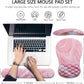 Mouse Pad Wrist Support, Laokiiy 2 in1 Keyboard Wrist Rest+ Ergonomic Mouse Pad, Non-Slip Wrist Rest for Computer Keyboard, Made Easy Typing & Relieve Wrist Pain(Rose Gold Pink Marble)