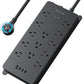 TROND 360° Rotating Flat Plug, Surge Protector Power Strip, 13AC Widely Spaced Outlets Expansion with 3 USB C Ports, 4000J, 5ft Extension Cord Heavy Duty, Wall Mount, Under Desk, ETL Listed, Black