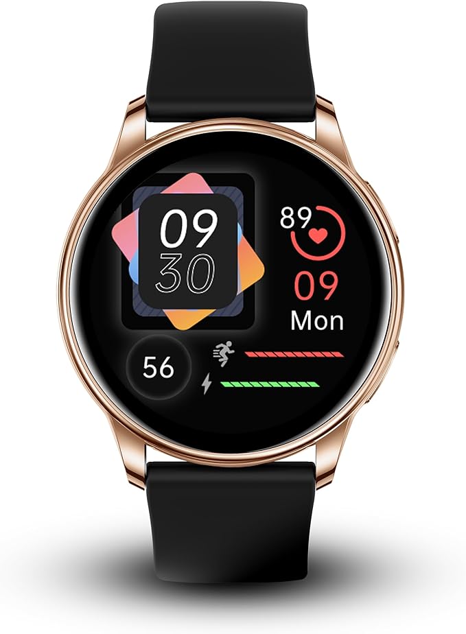 Alphagear JULIET Smartwatch for iPhone & Android, Style Smart Watch (Answer/Make Call), Wellness Tracker with 1.32" AMOLED Screen, uo to 10 days battery (2xScreen Protector and 1x extra band included)