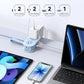 ORICO Blue Travel Power Strip PD20W with 4 AC Outlets 3 USB Ports (1 USB-C), 4FT Flat Plug Extension Cord, Compact Portable Design for Business Travel, Cruise Ship Essentials-AP3