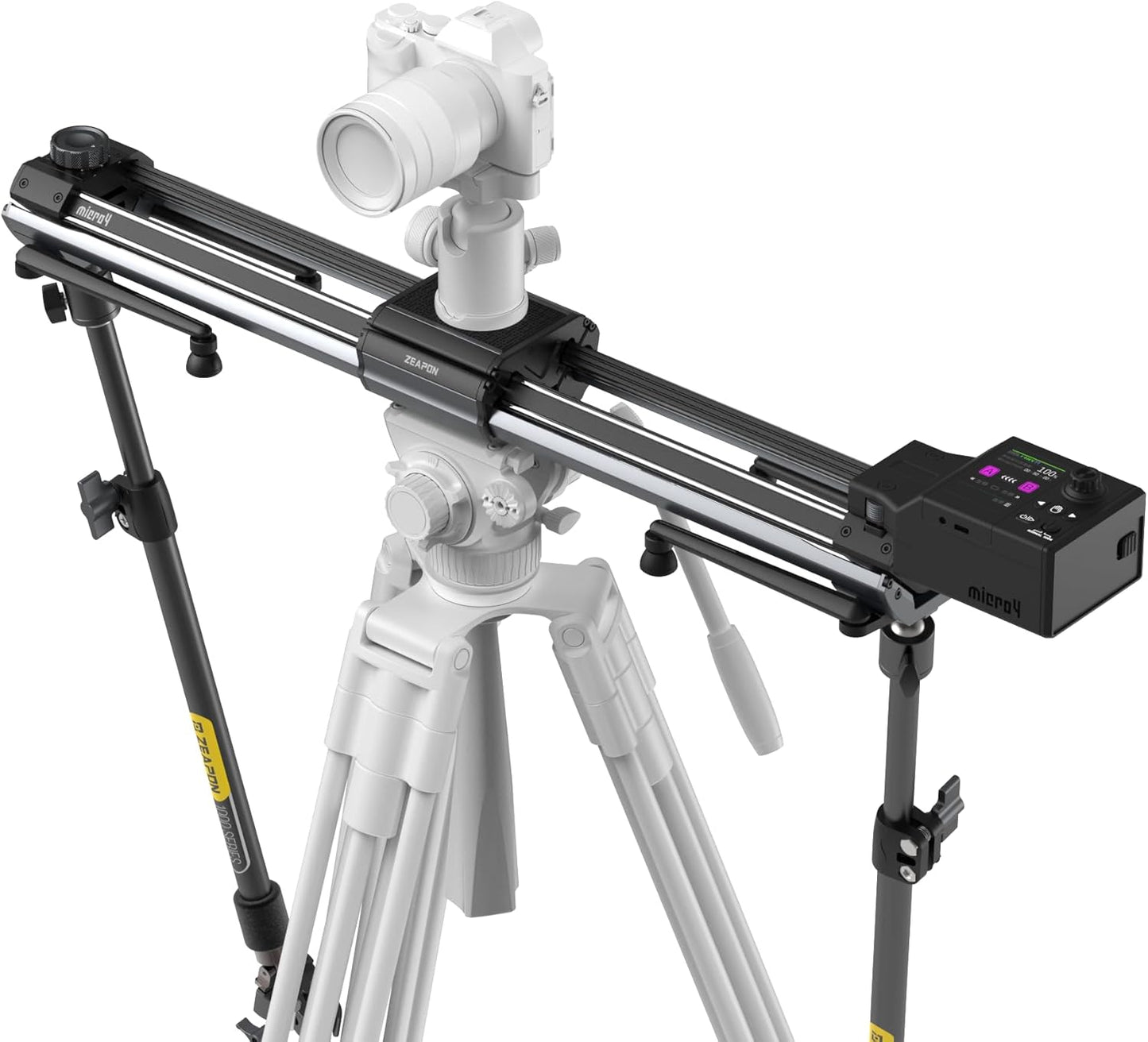 Zeapon Micro4 E1000 Double Distance Motorized Camera Slider, High-Speed Low Noise Motor 10-26Lbs Payload, 42''/107cm Compact Slider with Carrying case, LCD Screen, App Control, Smooth Damping Design