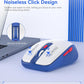 Wireless Mouse (Bluetooth & 2.4GHz USB) with Forward/Backward Side Keys, Silent Click, Ergonomic Portable AA Battery Mice for Laptop/Mac/iPad - Office & Travel Use, White & Blue