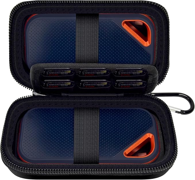Comecase Case Compatible with SanDisk Extreme Pro/for SanDisk Portable SSD 1TB 2TB 4TB 500GB/ for Crucial X10 X9 External Solid State Drive, Travel Storage Bag for Memory/SD Card - Black (Box Only)