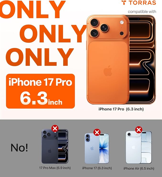 TORRAS Ostand Q3 Air for iPhone 17 Pro Case 6.3'' with Stronger Magnetic Stand, Fit for Magsafe, Airbags Miltary Protection, Camera Control for iPhone 17 Pro Case, Shockproof & Stylish, Shadow Black