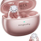 Kinglucky Jewelry-Inspired Clip-On Earbuds with Diamond Earrings, Comfortable Fit & 40H Playtime Open Ear Bluetooth 5.4 Wireless Headphones for Women, Small Ears, Sports & Glasses Rose Gold